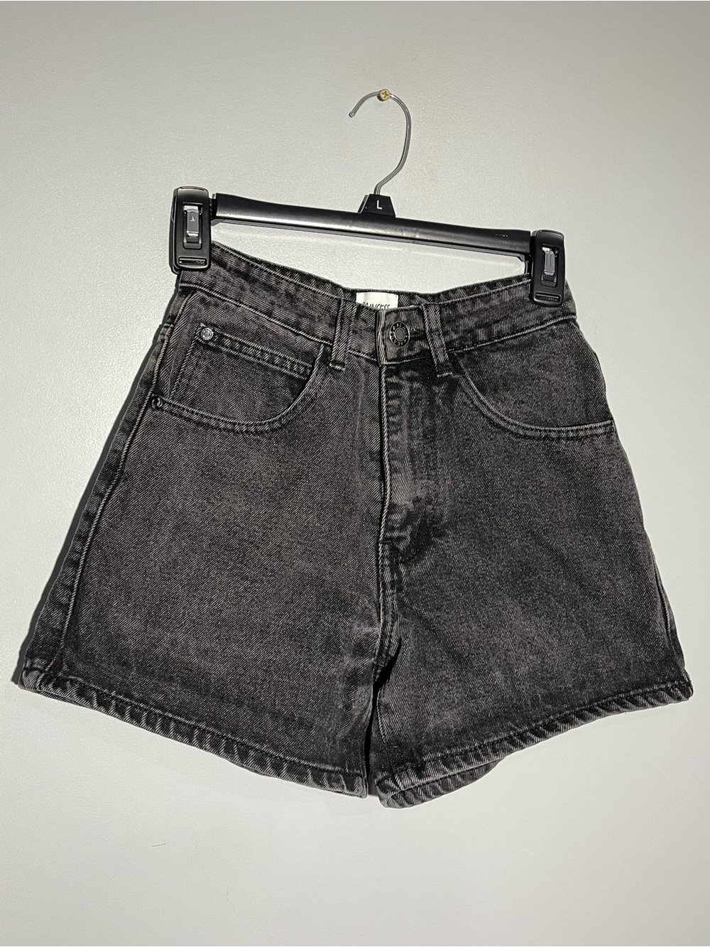 Princess Polly Washed Black High-Rise Denim Shorts